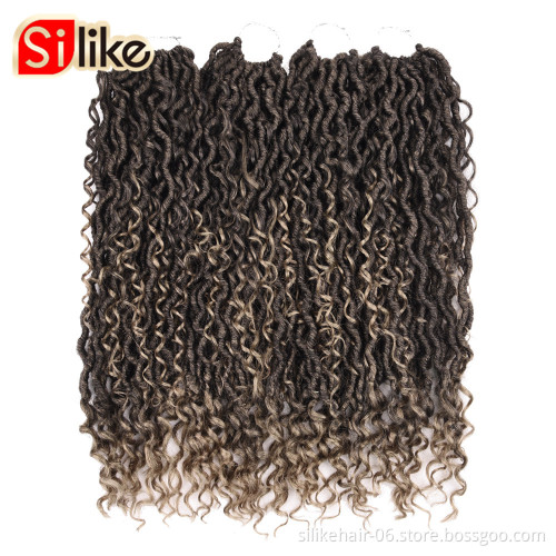 18inch Long Curly Ombre Brown Goddess Faux Locs Crochet Braiding Hair Women Fluffy Passion Twist Synthetic Hair Extensions